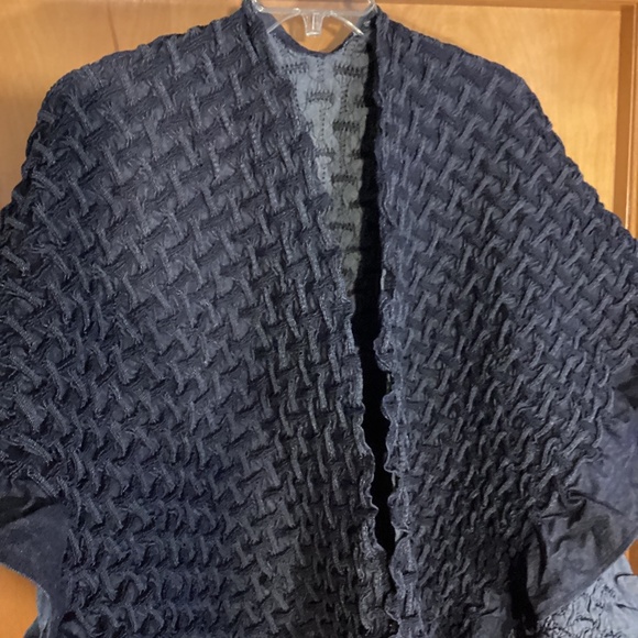 Akira Weave Effect Reversible Denim Poncho O/S - Picture 1 of 4